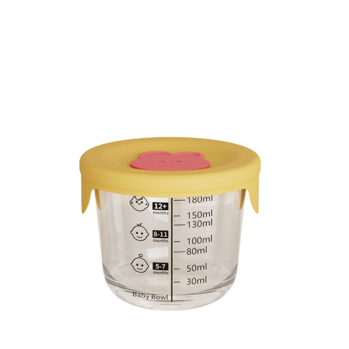 Hộp thủy tinh trữ đồ ăn dặm 180ml - Nắp vàng Tròn