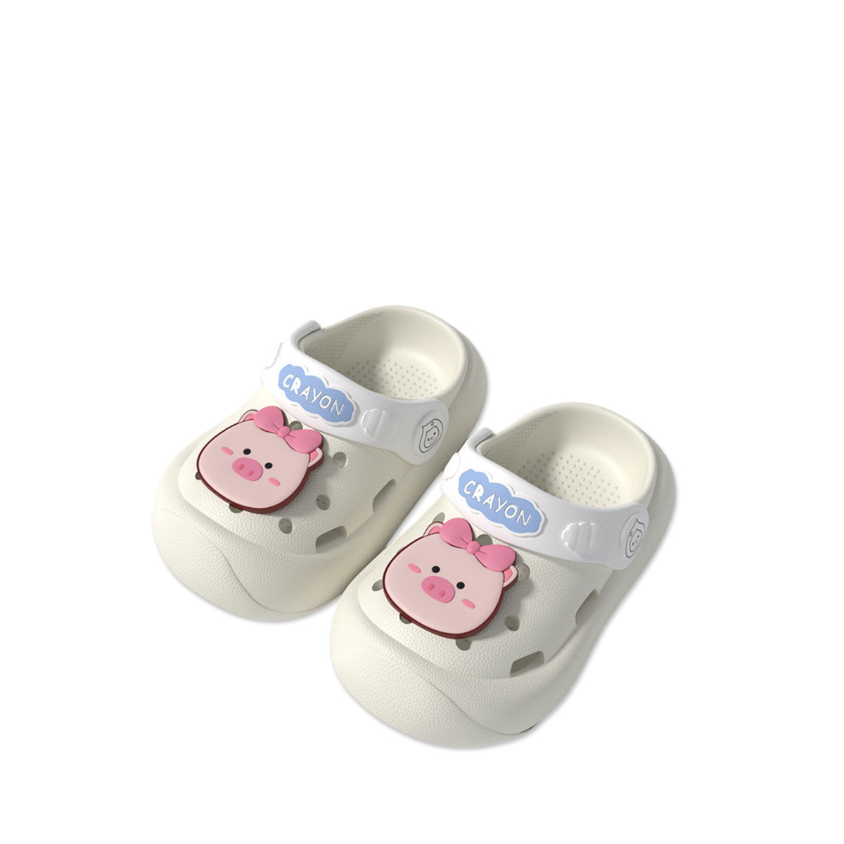 Dép sục cho bé chất liệu EVA charm Heo - Trắng