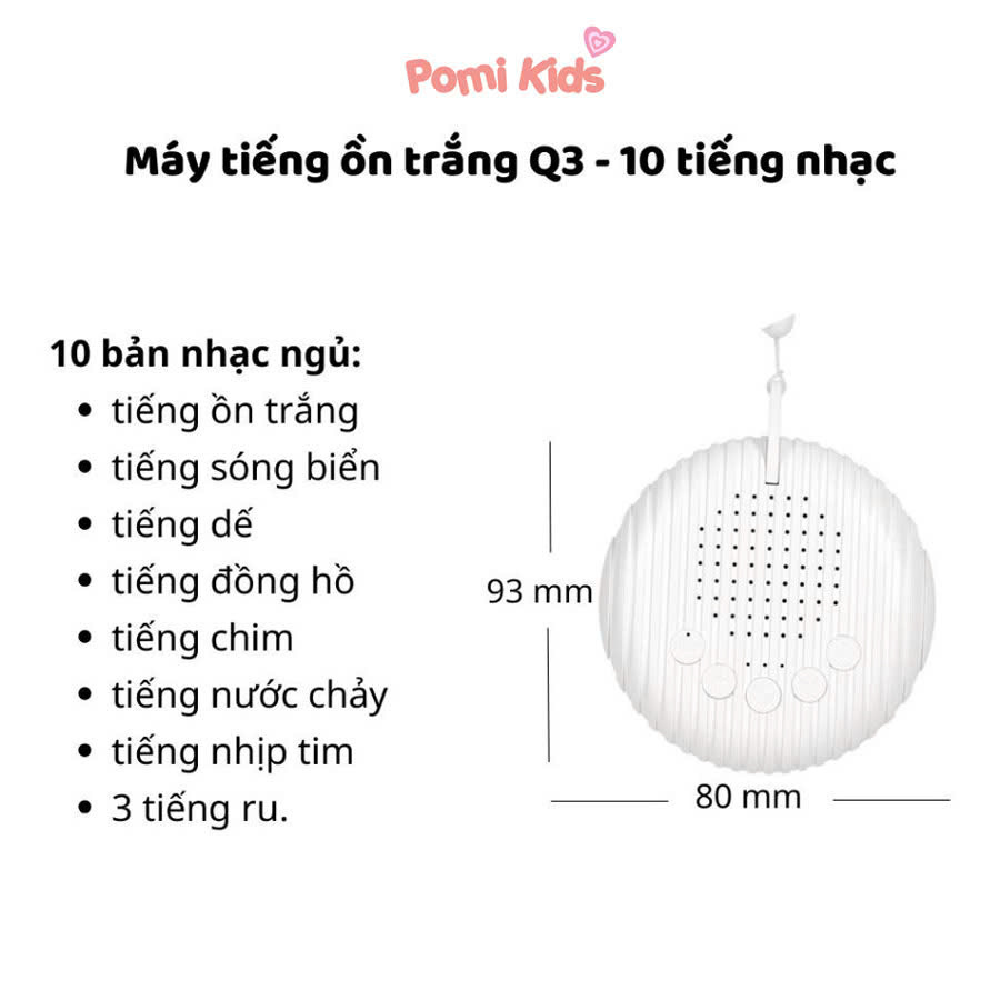 Máy tạo tiếng ồn trắng White Noise Q3 mô tả âm thanh