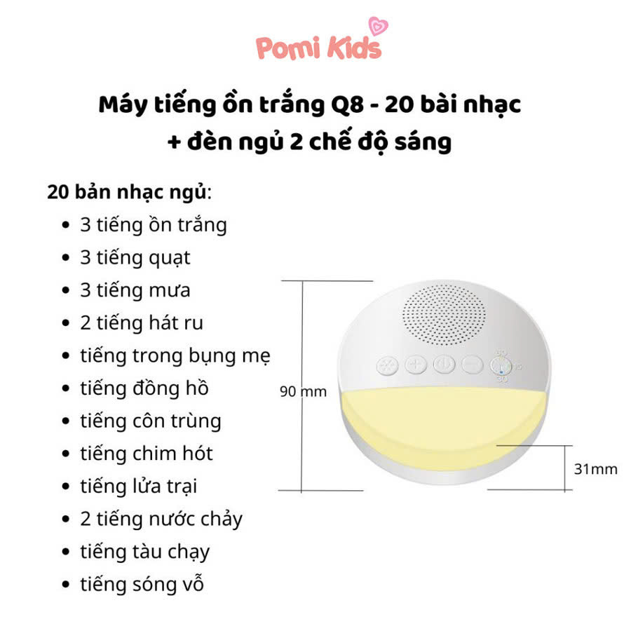 Máy tạo tiếng ồn trắng White Noise Q8 mô tả âm thanh